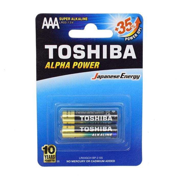 باطری نیم قلمی توشیبا مدل Alpha Power بسته 2 عددی