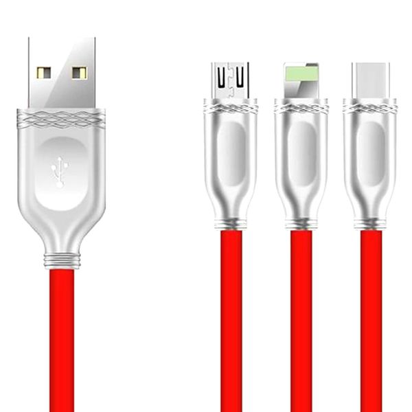 کابل تبدیل USB به لایتنینگ / microUSB / USB-C ارلدام مدل ET-IMC012 طول 1.2 متر کابل تبدیل USB به لایتنینگ / microUSB / USB-C ارلدام مدل ET-IMC012 طول 1.2 متر
