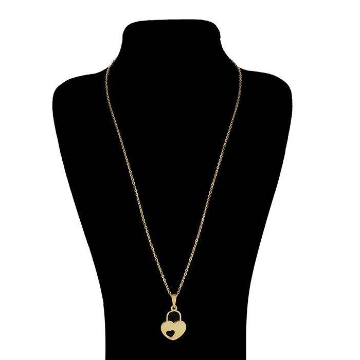 گردنبند زنانه طرح قلب و قفل کد B191