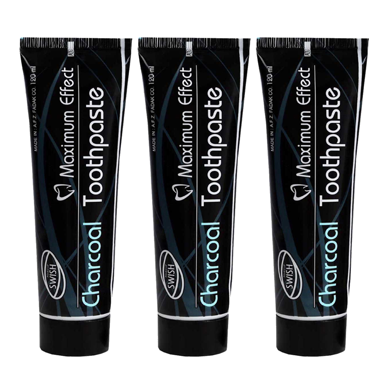 خمیر دندان سوئیش میکاپ مدل charcoal حجم 120 میلی لیتر مجموعه 3 عددی