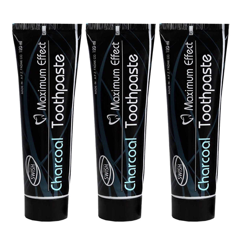 خمیر دندان سوئیش میکاپ مدل charcoal حجم 120 میلی لیتر مجموعه 3 عددی