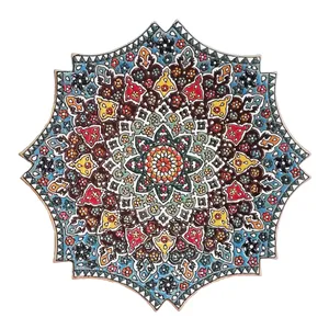 بشقاب میناکاری سفالی مدل هشت وجهی کد S 023