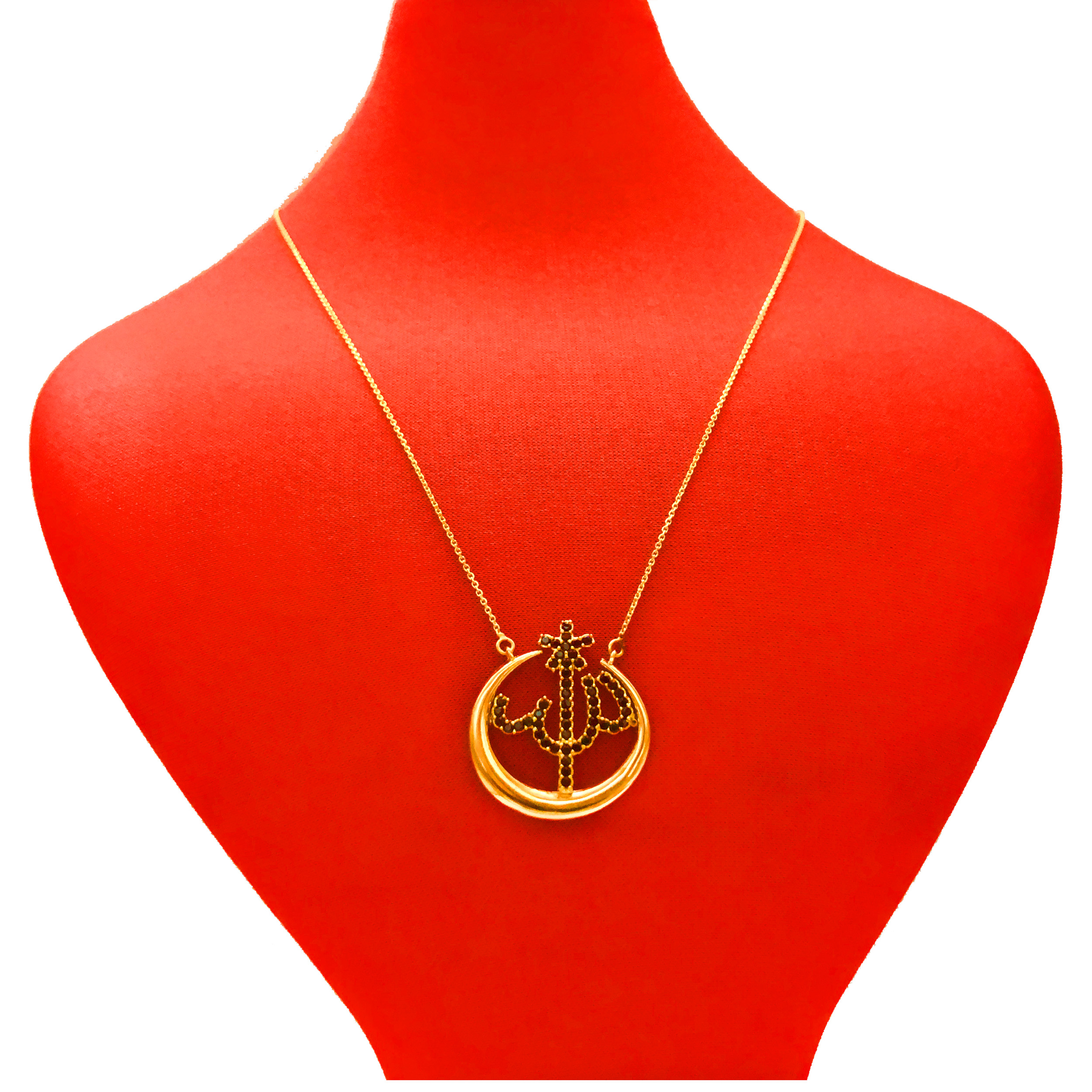 گردنبند طلا 18 عیار زنانه طرح الله و ماه کد G401-R