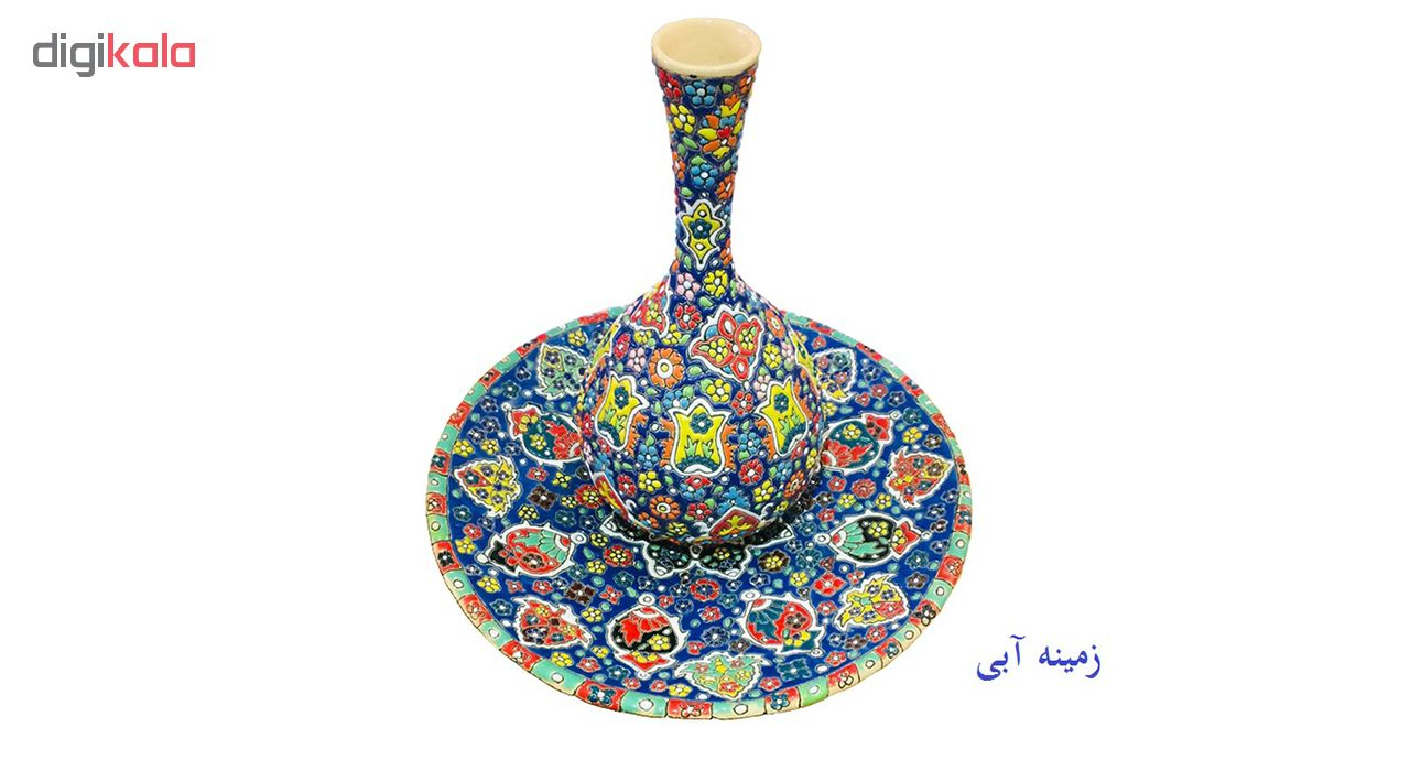 ست گلدان و بشقاب میناکاری طرح بوستان