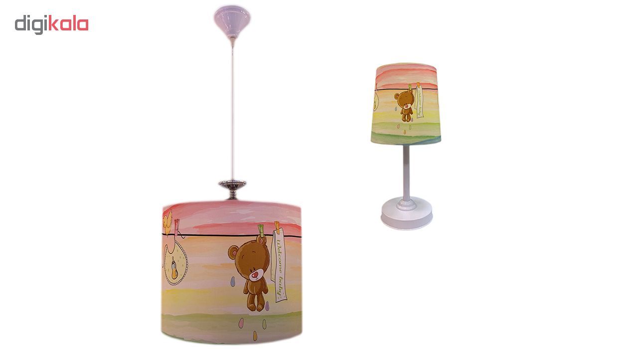 چراغ رومیزی کودک طرح خرس2 به همراه چراغ آویز