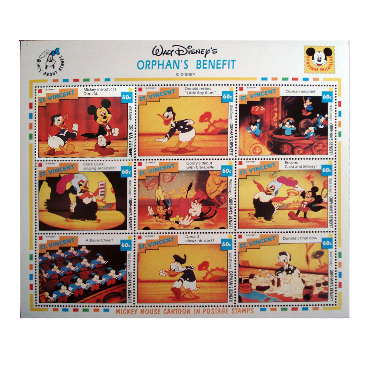 تمبر یادگاری سری کارتونی مدل ORPHANS BENEFIT مجموعه 9 عددی