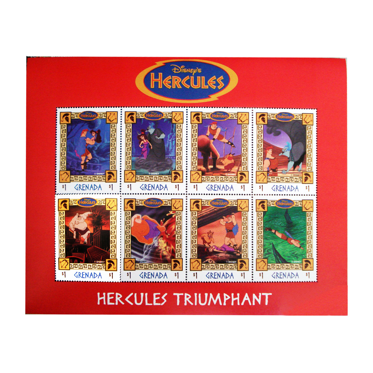 تمبر یادگاری سری کارتونی مدل HERCULES مجموعه 9 عددی
