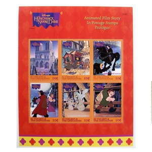 تمبر یادگاری سری کارتونی مدل hunchback in notredame مجموعه 9 عددی