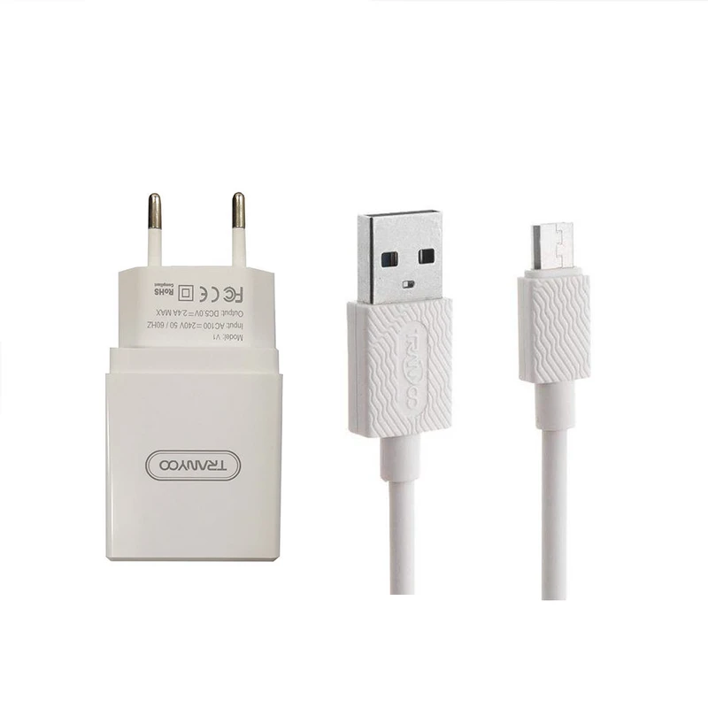 شارژر دیواری ترانیو مدل v11 به همراه کابل تبدیل microUSB