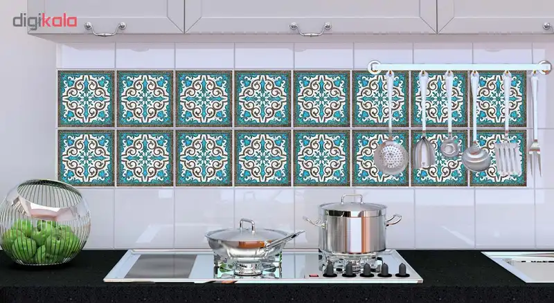 استیکر کاشی طرح فیروزه بسته 10 عددی