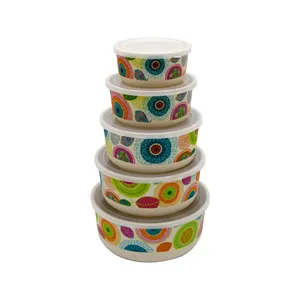ظرف نگهدارنده طرح گل رنگارنگ مدل MPA-50175/6 مجموعه 5 عددی