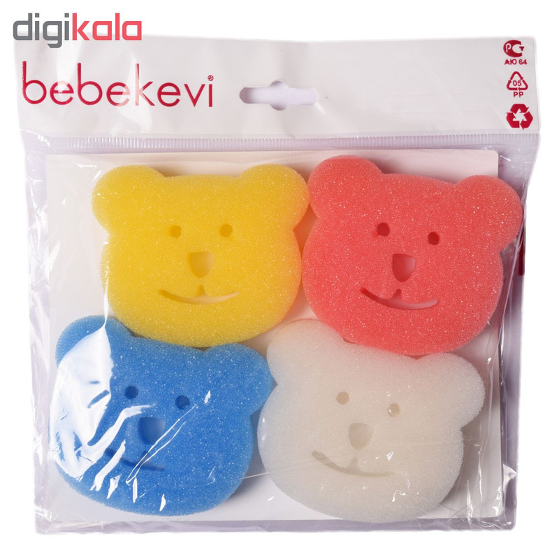 اسفنج حمام کودک ببکیوی طرح خرس مجموعه 4 عددی