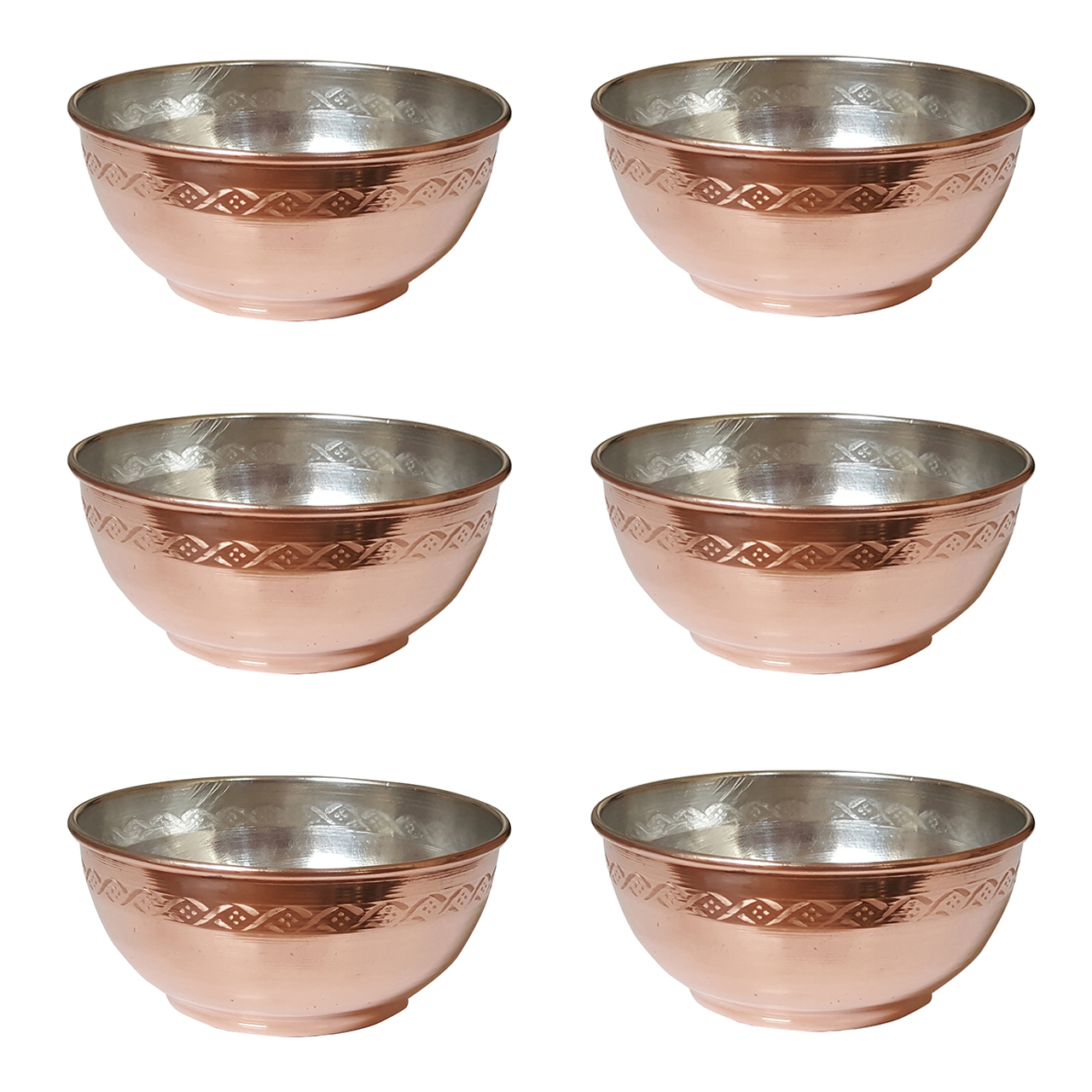 کاسه مسی اثر جمال عباسی کد ZH126 مجموعه 6 عددی