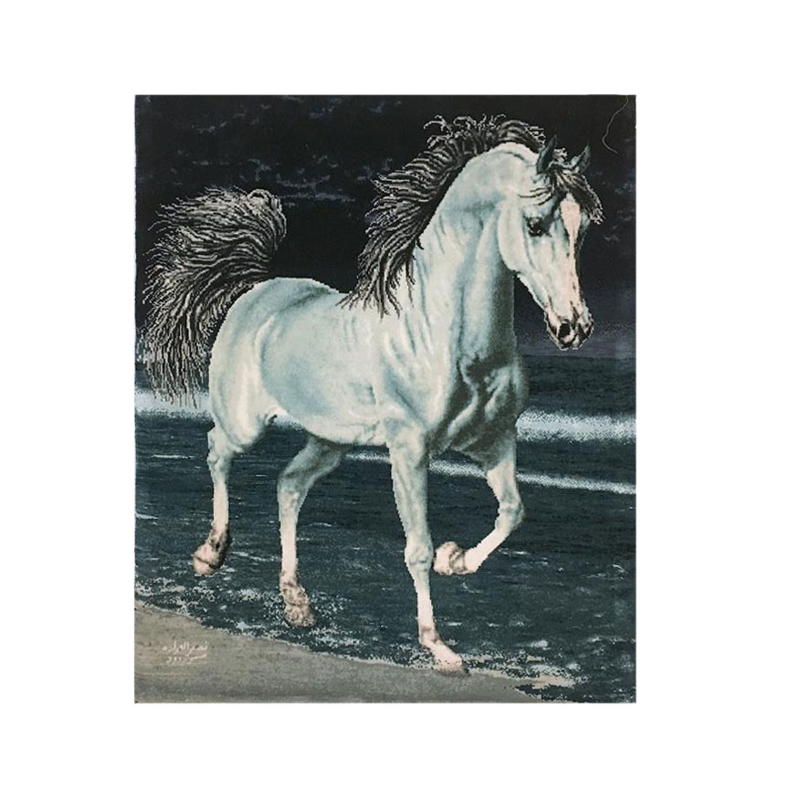 فرش دستبافت دیوارکوب طرح اسب سفید کد 206