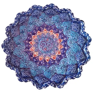 بشقاب میناکاری طرح اسلیمی خطایی مدل ماهور کد 30