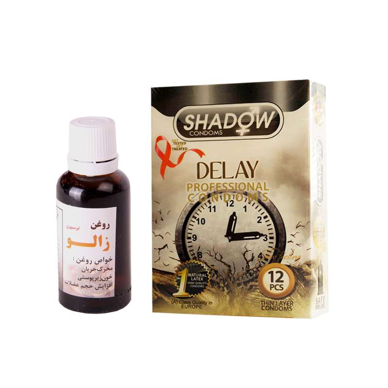 روغن زالو جواهر کد 028 حجم 35 میلی لیتر به همراه کاندوم شادو مدل delay بسته 12 عددی روغن زالو جواهر کد 028 حجم 35 میلی لیتر به همراه کاندوم شادو مدل delay بسته 12 عددی