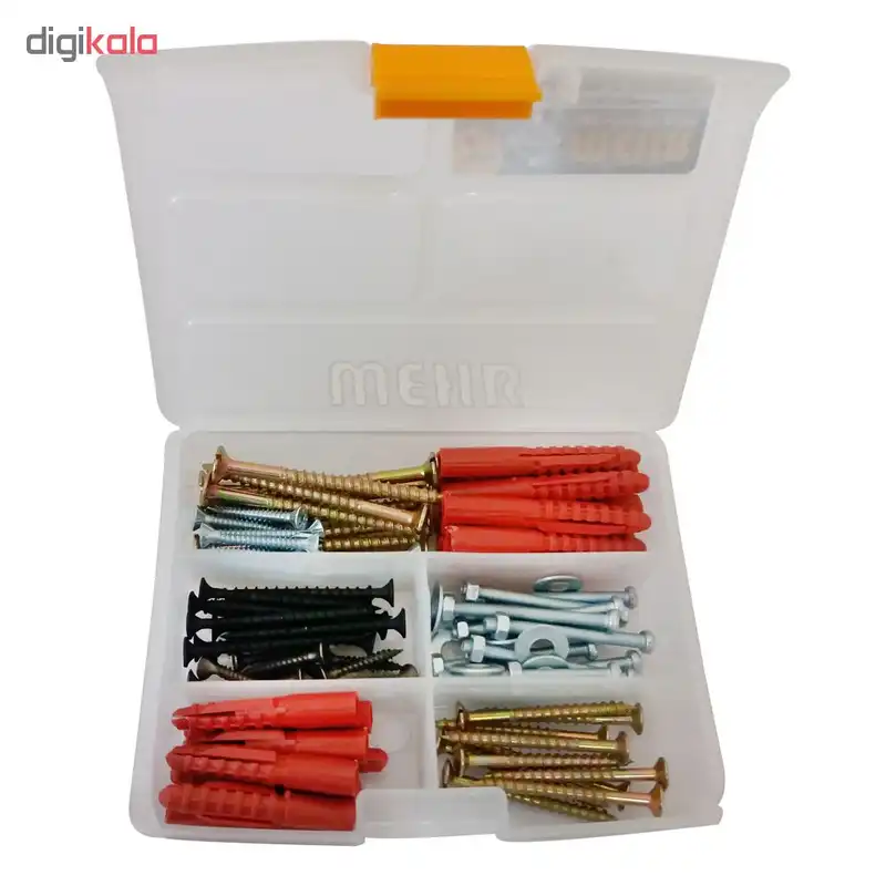 مجموعه 90 عددی پیچ و رولپلاک مهر مدل DDB-90 به همراه جعبه نظم دهنده پیچ و مهره