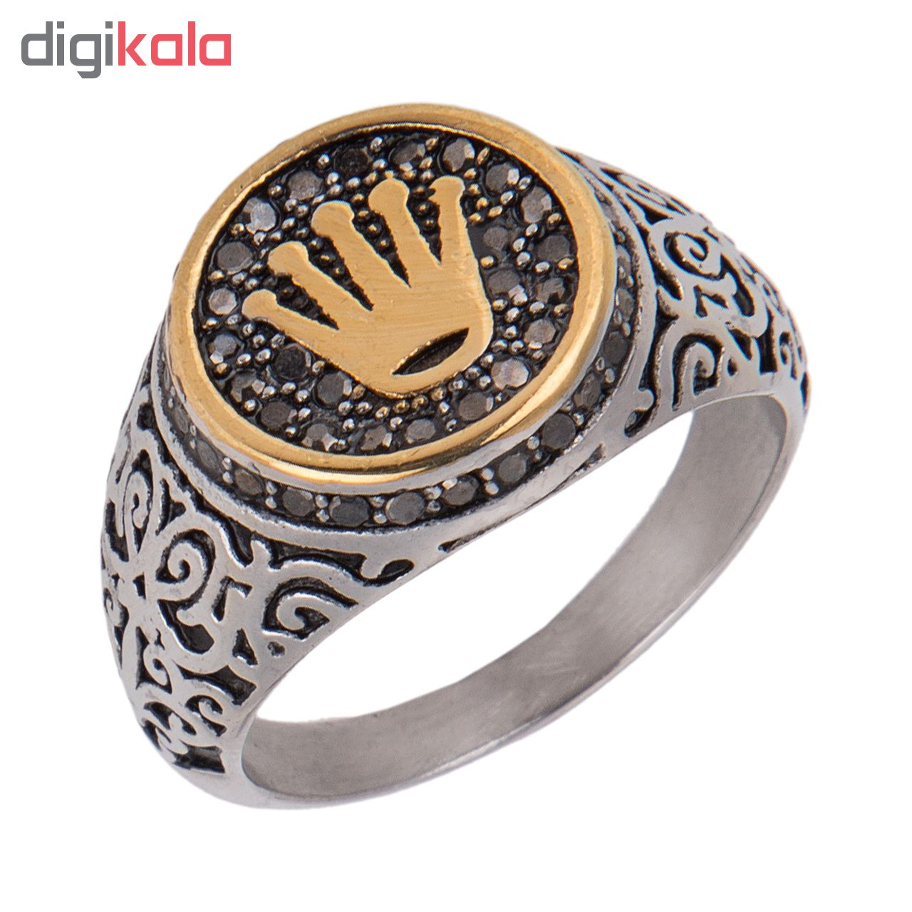 انگشتر مردانه مون لایت طرح تاج کد R2002