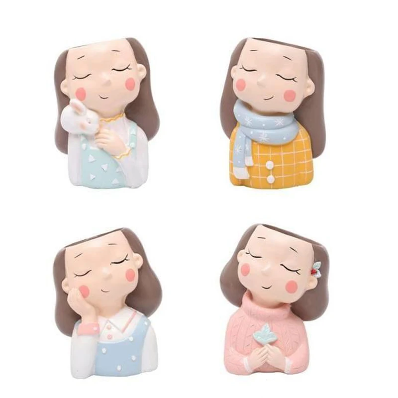 گلدان طرح دختران کاکتوس کد ck111 مجموعه ۴ عددی