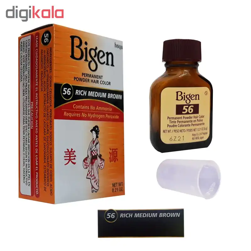 رنگ مو پودری بیگن شماره 56 وزن 6 گرم رنگ قهوه ای متوسط