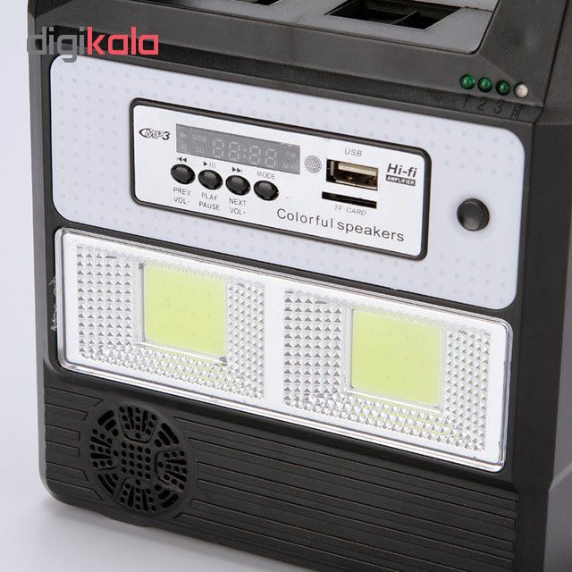 سیستم روشنایی و پاوربانک خورشیدی و اسپیکر مدل GD-8216