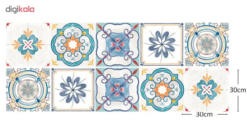 استیکر کاشی طرح سنتی کد 01 مجموعه 10 عددی