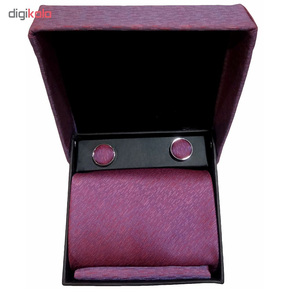 ست کراوات و دستمال جیب و دکمه سردست مردانه کد 250B