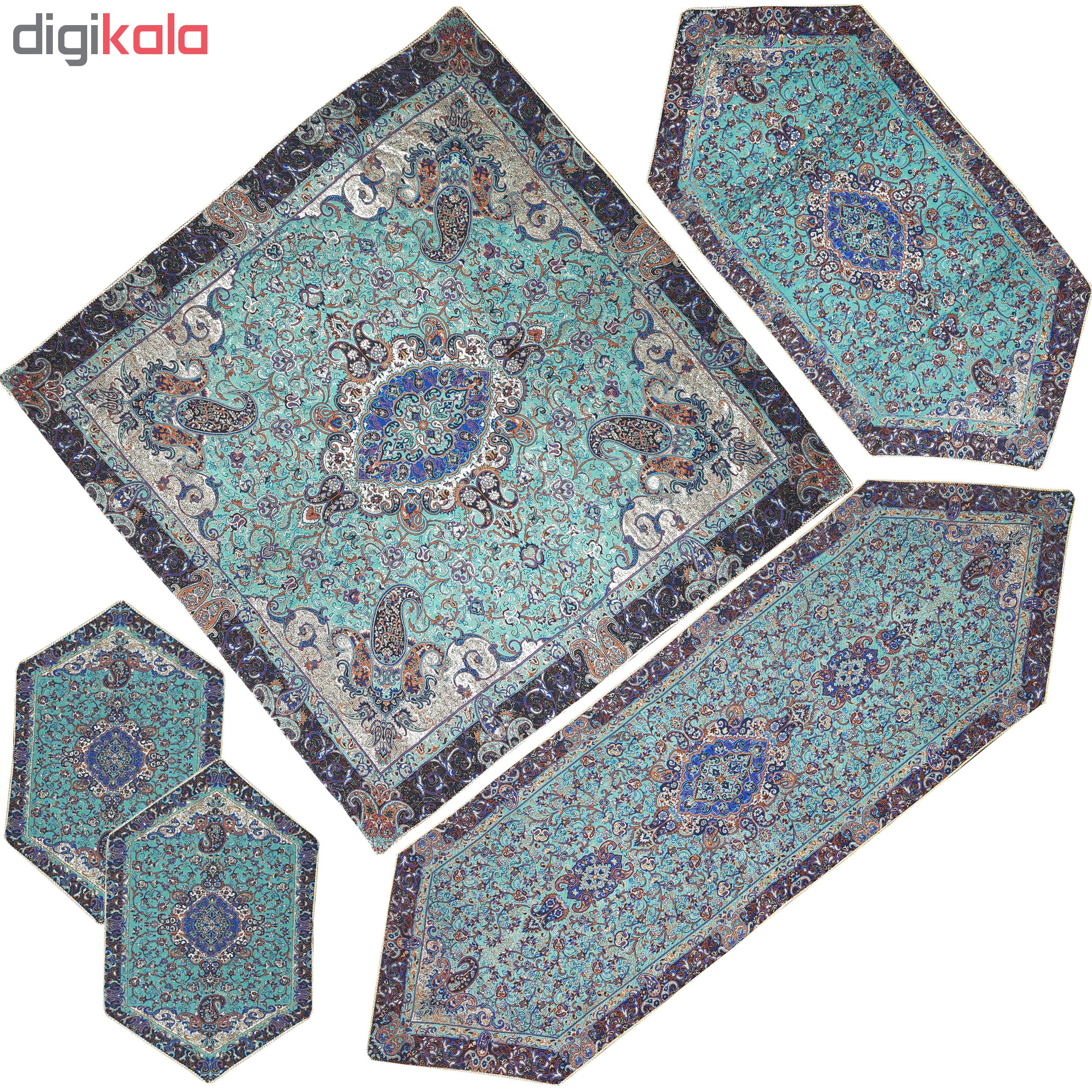 ست 5 تکه رومیزی ترمه مدل SABZABI5/5CHLSTN