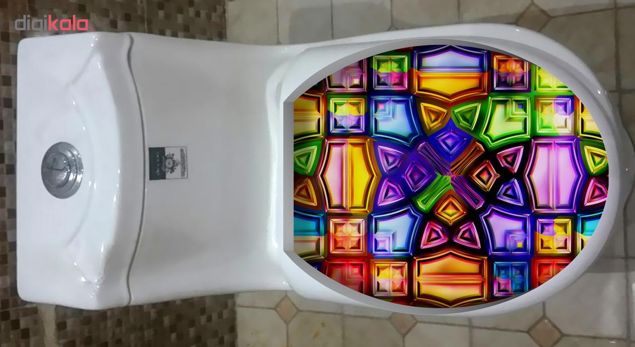 استیکر توالت فرنگیژیوار طرح شیشه رنگی