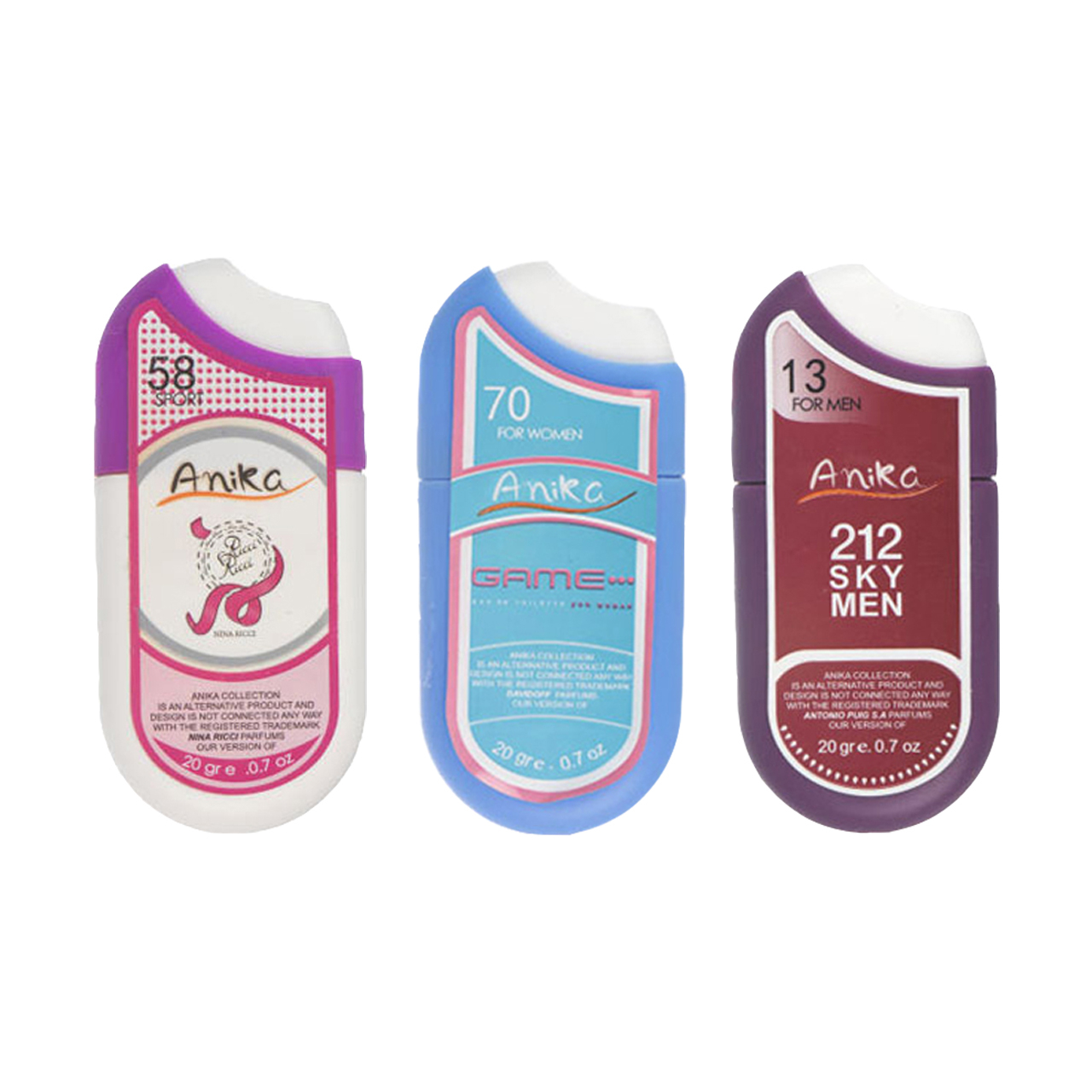 عطر جیبی آنیکا مدل R3 وزن 20 گرم مجموعه 3 عددی