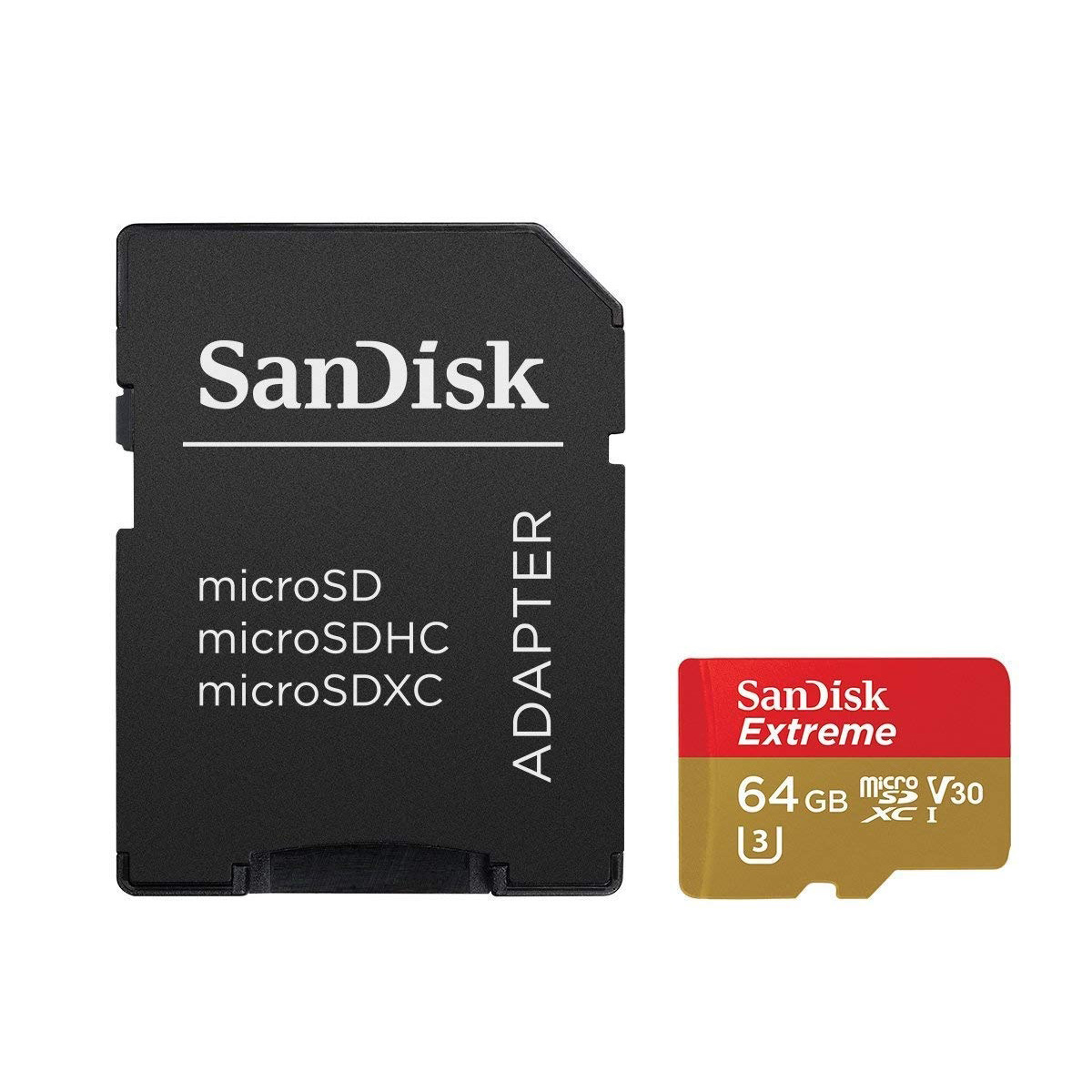 کارت حافظه microSDXC مدل Extreme V30 کلاس A1 استاندارد UHS-I U3 سرعت 100MBps 667X ظرفیت 64 گیگابایت به همراه آداپتور SD