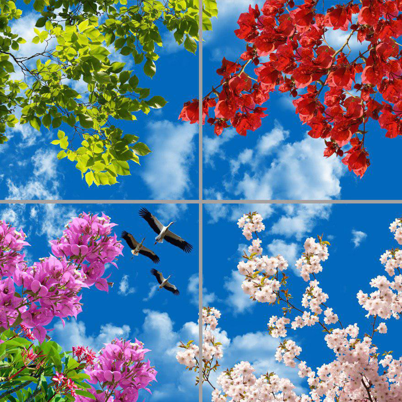 تایل سقفی آسمان مجازی مدل AZ22043 سایز 60*60 سانتی متر مجموعه 4 عددی