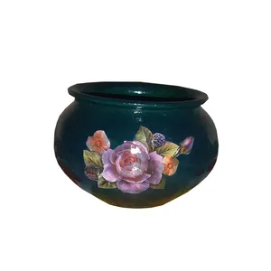گلدان سفالی طرح گل