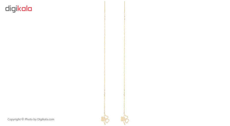گوشواره طلا 18 عیار زنانه طرح برگ سه پر کد EL-006 - 2