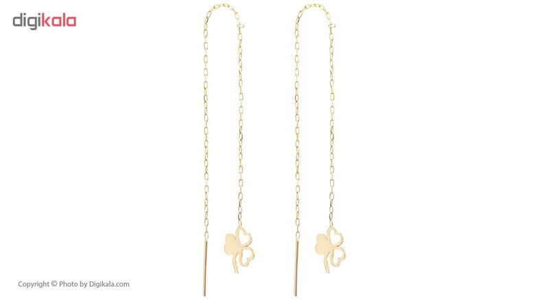 گوشواره طلا 18 عیار زنانه طرح برگ سه پر کد EL-006 - 3