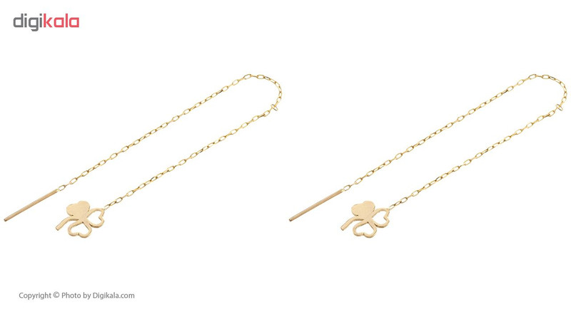 گوشواره طلا 18 عیار زنانه طرح برگ سه پر کد EL-006 - 4
