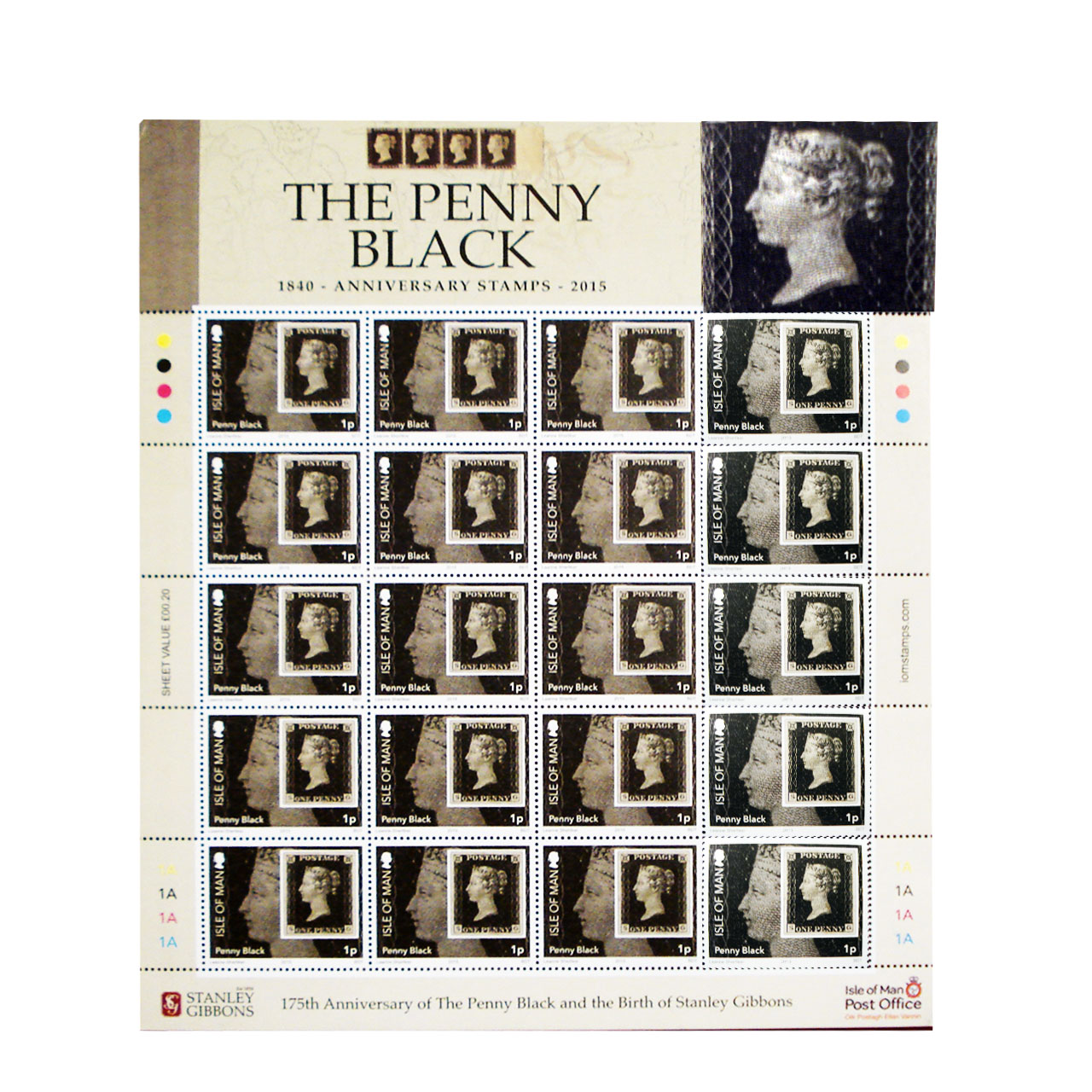 تمبر یادگاری سری هنری مدل the PENNY BLACK مجموعه 20 عددی