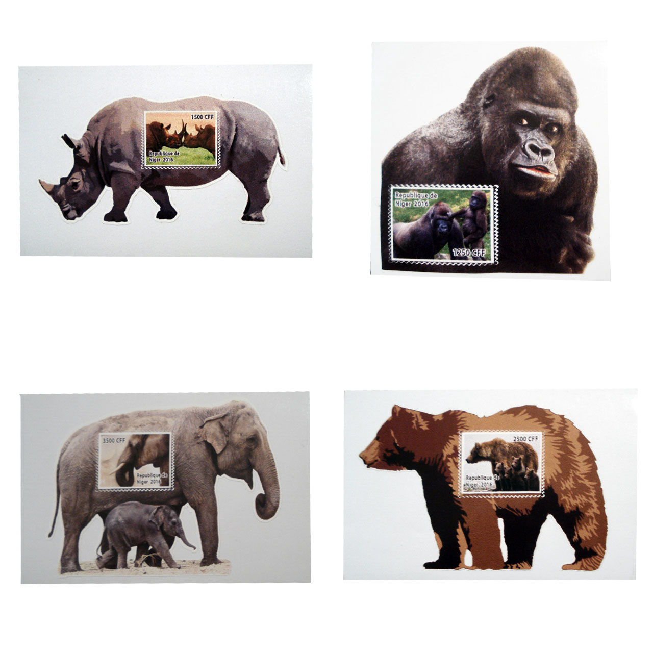 تمبر یادگاری سری حیوانات مدل Niger2016 مجموعه 4 عددی