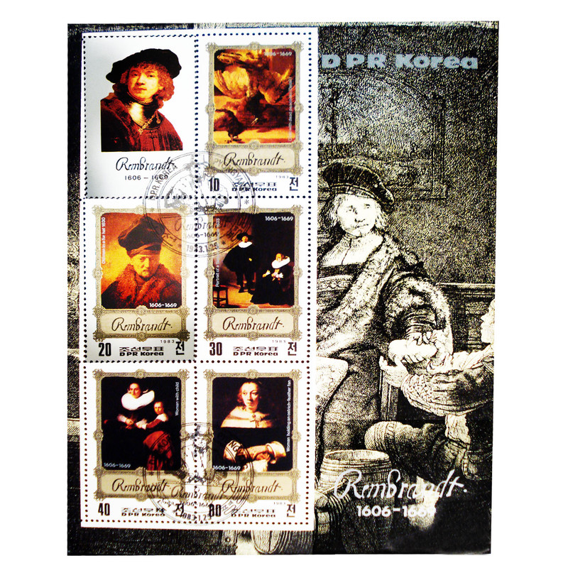 تمبر یادگاری سری تابلو نقاشی مدل رامبرانت مجموعه 6 عددی