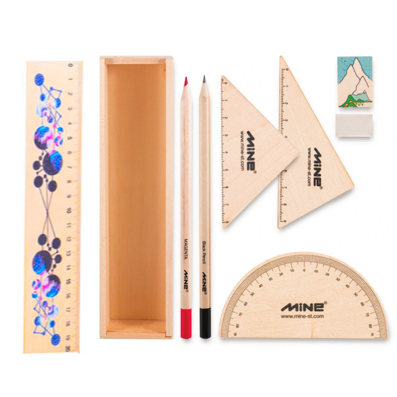 بسته لوازم تحریر ماین مدل timber set کد 5 -601 مجموعه 9 عددی