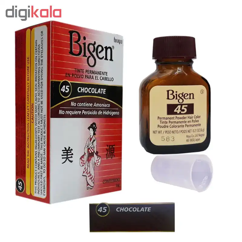 پودر رنگ مو بیگن شماره 45 وزن 6 گرم رنگ شکلاتی