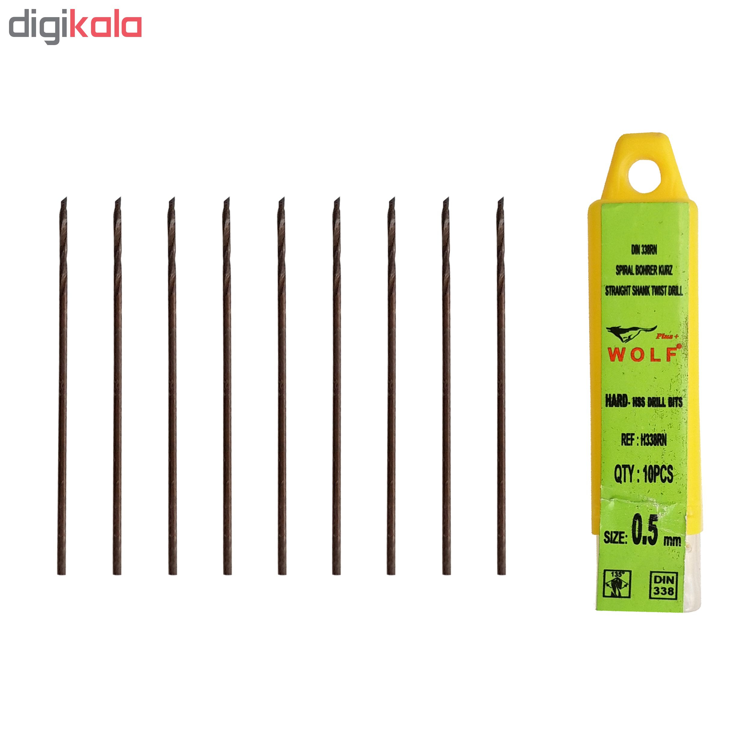 مجموعه 10 عددی مته فلز ولف کد DIN-0.5 سایز 0.5 میلی متر