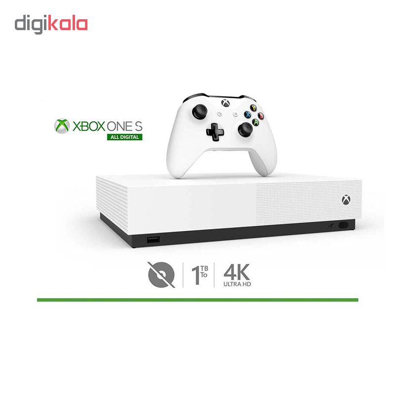 کنسول بازی مایکروسافت مدل Xbox One S ALL DIGITAL ظرفیت 1 ترابایت به همراه 20 عدد بازی
