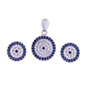 نیم ست نقره زنانه طرح چشم و نظر کد 1121