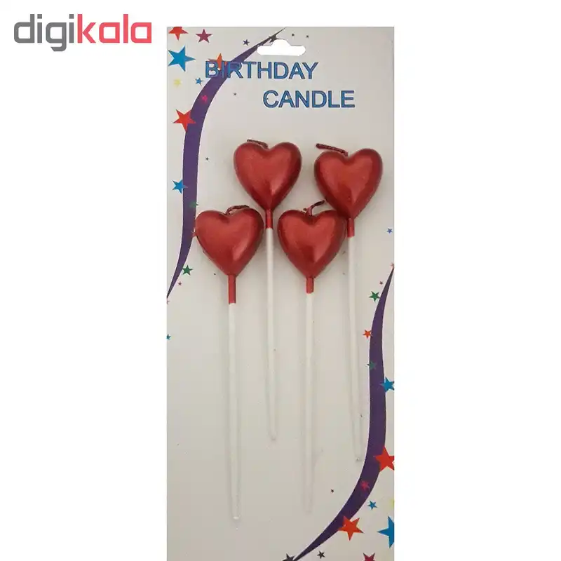 شمع تولد طرح قلب کد 21 بسته 4عددی