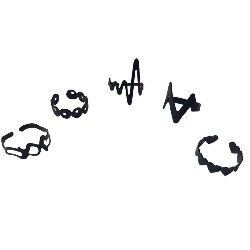 انگشتر زنانه طرح ضربان کد 005 مجموعه 5 عددی انگشتر زنانه طرح ضربان کد 005 مجموعه 5 عددی