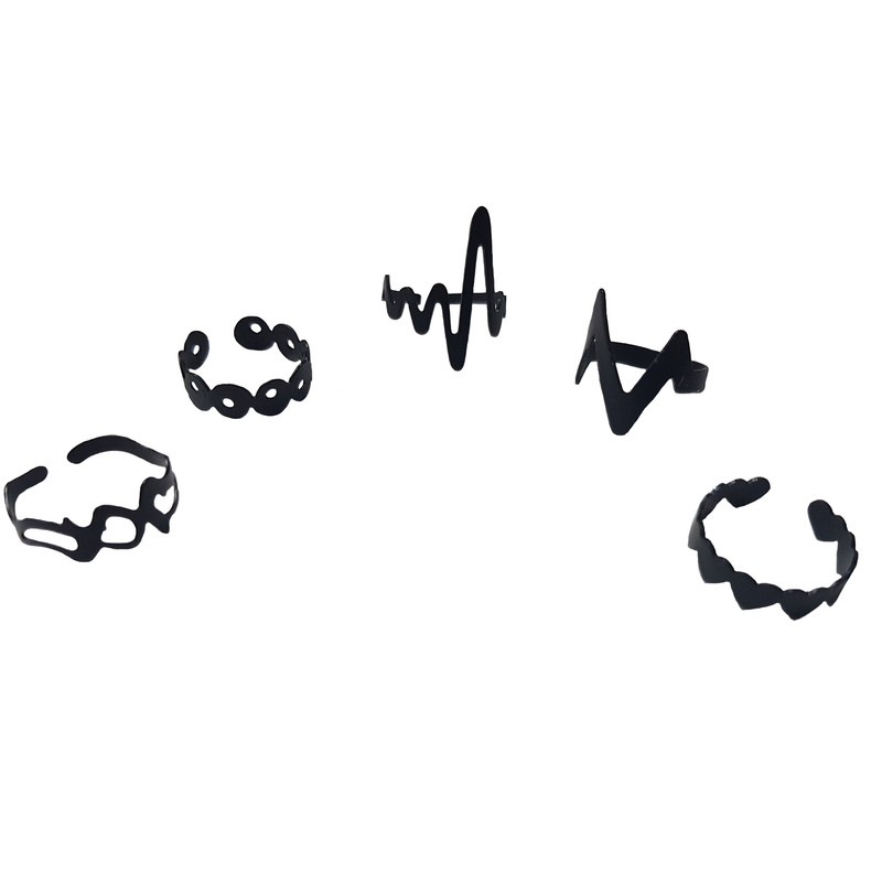 انگشتر زنانه طرح ضربان کد 005 مجموعه 5 عددی انگشتر زنانه طرح ضربان کد 005 مجموعه 5 عددی