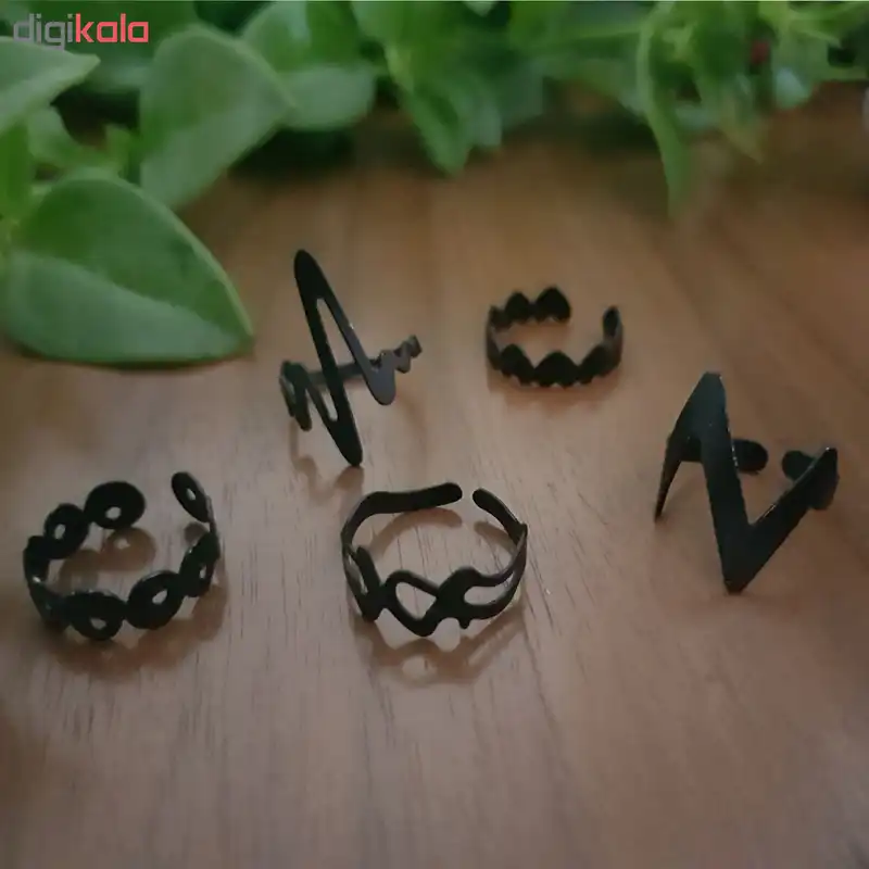 انگشتر زنانه طرح ضربان کد 005 مجموعه 5 عددی