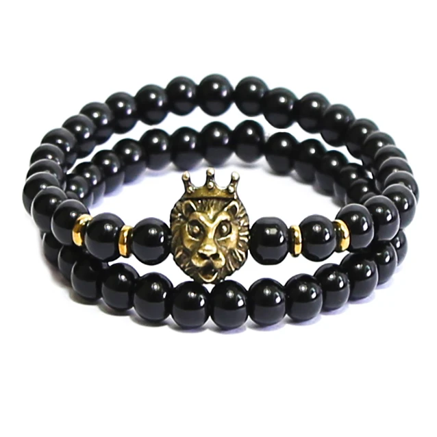 دستبند مردانه مدل lion1 کد 30 مجموعه 2 عددی
