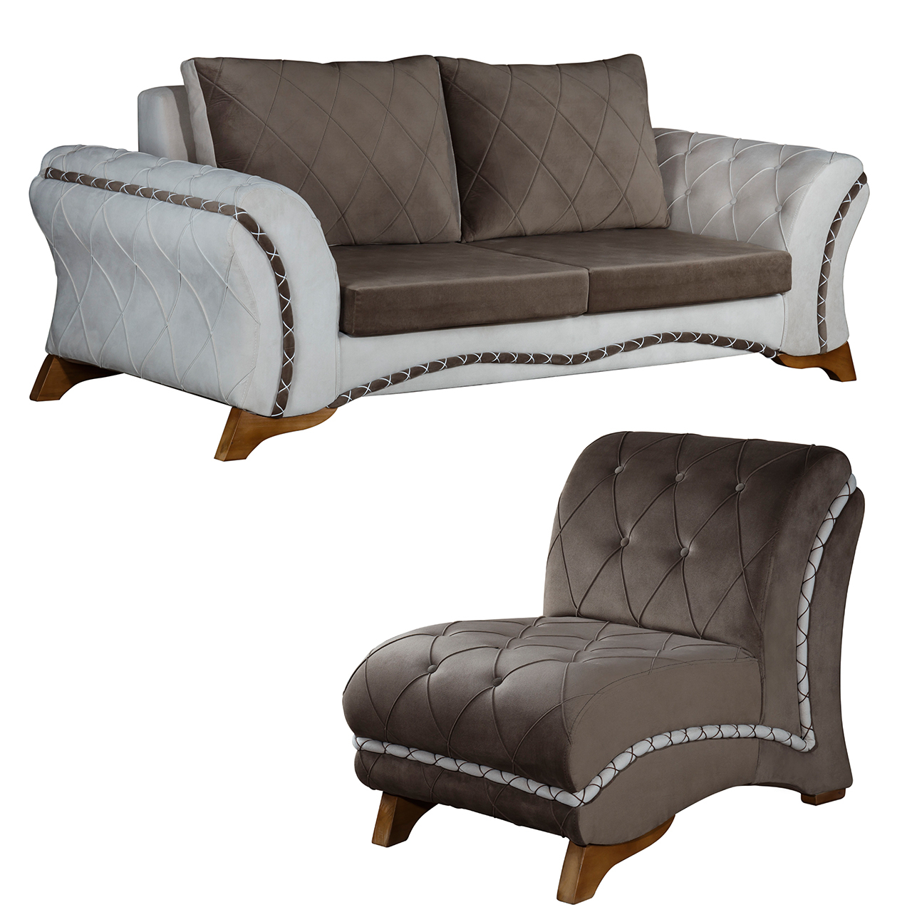 مبل راحتی چهار نفره چشمه نور مدل MA-304.3+1-BR-CR-BR